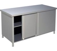 Meuble de bureau KBS sans crédence, L 200 cm x P 70 cm x H 85 cm, avec portes coulissantes