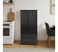 Meuble de cuisine à 2 portes et 2 tiroirs, armoire haute de rangement avec compartiments latéraux, compacte, pour cuisine et salon, blanc/noir/marron foncé Cette armoire haute possède deux portes, deu