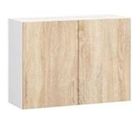 Meuble de cuisine AKORD W80 accr. au mur LIMA modulable Blanc 80 cm 2 portes façade Chêne Sonoma 2 étagères 80x30,5x58 cm Blanc / Chêne Sonoma G
