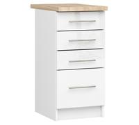 Meuble de cuisine bas AKORD S40 OLIWIA modulable Blanc 40 cm 4 tiroirs façade Blanche Brillante 40x46x85 cm