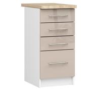 Meuble de cuisine bas AKORD S40 OLIWIA modulable Blanc 40 cm 4 tiroirs façade Cappuccino Brillant 40x46x85 cm