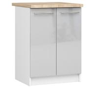 Meuble de cuisine bas AKORD S60 OLIWIA modulable Blanc 60 cm 2 portes façade Métallique Brillant 2 étagères 60x46x85 cm