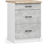 Akord Meuble bas de cuisine 3 tiroirs - Blanc