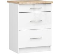 Meuble de cuisine bas AKORD S60 OLIWIA modulable Blanc 60 cm 3 tiroirs façade Blanche Brillante 60x46x85 cm