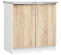 Meuble de cuisine bas AKORD S80 LIMA modulable Blanc 80 cm 2 portes façade Chêne Sonoma 2 étagères 80x44,5x82 cm
