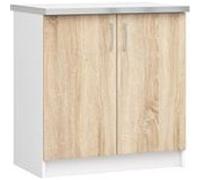 Meuble de cuisine bas AKORD S80 LIMA modulable Blanc 80 cm 2 portes façade Chêne Sonoma 2 étagères 80x44,5x82 cm Blanc / Chêne Sonoma G