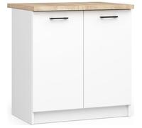 Meuble de cuisine bas AKORD S80 OLIWIA modulable Blanc 80 cm 2 portes façade Blanche 2 étagères 80x46x85 cm