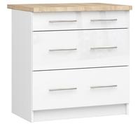 Meuble de cuisine bas AKORD S80 OLIWIA modulable Blanc 80 cm 3 tiroirs façade Blanche Brillante 80x46x85 cm