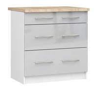 Meuble de cuisine bas AKORD S80 OLIWIA modulable Blanc 80 cm 3 tiroirs façade Métallique Brillant 80x46x85 cm