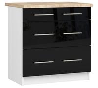 Akord meuble bas de cuisine 3 tiroirs - Blanc