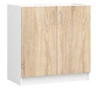Meuble de cuisine bas AKORD S80 pour évier LIMA modulable Blanc 80 cm 2 portes couleur Chêne Sonoma 1 étagère 80x44,5x82 cm