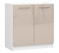 Meuble de cuisine bas AKORD S80 pour évier OLIWIA modulable Blanc 80 cm 2 portes couleur Cappuccino Brillant 1 étagère 80x46x82 cm
