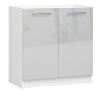 Meuble de cuisine bas AKORD S80 pour évier OLIWIA modulable Blanc 80 cm 2 portes couleur Métallique Brillant 1 étagère 80x46x82 cm