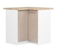 Meuble de cuisine bas AKORD S90 d'angle avec plan de travail OLIWIA Blanc 90 cm 2 portes façade Cappuccino Brillant 2 étagères 90x46x85 cm Blanc / Cappuccino Brillant