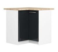 Meuble de cuisine bas AKORD S90 d'angle avec plan de travail OLIWIA Blanc 90 cm 2 portes façade Graphite Brillant 2 étagères 90x46x85 cm Blanc / Graphite Brillant
