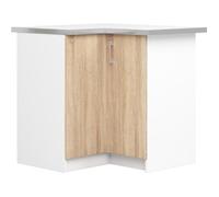 Meuble de cuisine bas AKORD S90 d'angle LIMA modul. Blanc 84 cm 2 portes façade Chêne Sonoma 2 étagères 84x44,5x85,5 cm