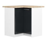 Meuble de cuisine bas AKORD S90 d'angle OLIWIA Blanc 90 cm 2 portes façade Graphite Brillant 2 étagères 90x46x85 cm