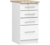 Meuble de cuisine bas armoire de cuisine AKORD S40 OLIWIA modulable Blanc 40 cm 4 tiroirs façade Blanche Brillante 40x46x85 cm Blanc / Blanc Brillant