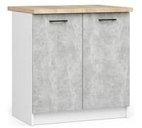 Meuble de cuisine bas armoire de cuisine AKORD S80 OLIWIA modulable Blanc 80 cm 2 portes façade Béton 2 étagères 80x46x85 cm Blanc / Béton