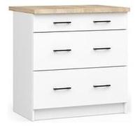 Meuble de cuisine bas, armoire de cuisine akord s80 oliwia modulable, blanc 80 cm 3 tiroirs façade blanche 80x46x82 / 85 cm Blanc G