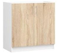 Meuble de cuisine bas AKORD S80 pour évier LIMA modulable Blanc 80 cm 2 portes couleur Chêne Sonoma 1 étagère 80x44,5x82 cm