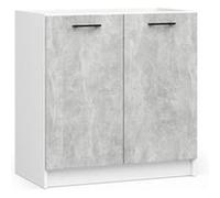 Meuble de cuisine bas armoire de cuisine AKORD S80 pour évier OLIWIA modulable Blanc 80 cm 2 portes couleur Béton 1 étagère 80x46x82 cm Blanc / Béton