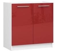 Meuble de cuisine bas armoire de cuisine AKORD S80 pour évier OLIWIA modulable Blanc 80 cm 2 portes couleur Rouge Brillant 1 étagère 80x46x82 cm Blanc / Rouge Brillant