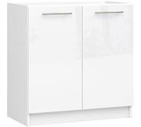Meuble de cuisine bas armoire de cuisine AKORD S80 pour évier OLIWIA modulable Blanc 80 cm 2 portes couleur Blanc Brillant 1 étagère 80x46x82 cm Blanc / Blanc Brillant