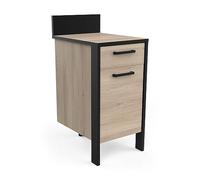 Meuble De Cuisine Bas Industriel Avec Plan de Travail 1 Tiroir 1 Porte - Cuisine Complete ‟CHILI” - Coloris Chêne Clair & Noir Mat - 44,3 x 60 x 100,6, Eiche