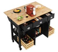 Meuble de cuisine - Buffet - Îlot de cuisine - Armoire de salle à manger - Chariot de service - Noir
