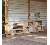 Meuble de cuisine d'extérieur MEPPEL 3 pc Bois Massif Stockage jardin vidaXL vid