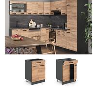 Meuble cuisine R-Line, 60cm avec tiroir, sans PT, Chêne de force doré/Anthracite, Vicco 34889