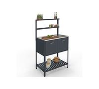 IDMARKET Meuble de cuisine extérieure PAREO 2 portes et 2 étagères suspendues en acier gris anthracite