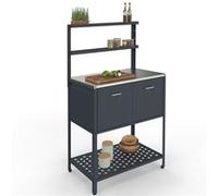IDMARKET Meuble de cuisine extérieure PAREO 2 portes et 2 étagères suspendues en acier gris anthracite
