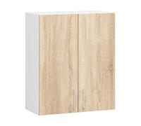 Meuble de cuisine haut AKORD W60 LIMA modulable Blanc 60 cm 2 portes façade Chêne Sonoma 2 étagères 60x30,5x72 cm
