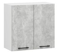 Meuble de cuisine haut AKORD W60 OLIWIA modulable Blanc 60 cm 2 portes façade Béton 2 étagères 60x30x58 cm