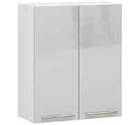 Meuble de cuisine haut AKORD W60 OLIWIA modulable Blanc 60 cm 2 portes façade Métallique Brillant 2 étagères 60x30x72 cm