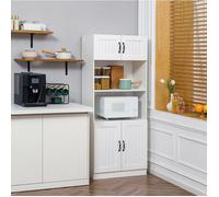 Meuble de cuisine haut HOMCOM - buffet de rangement blanc MDF - espace micro-ondes - 4 portes