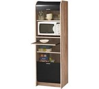 Meuble de Cuisine Micro-onde Chêne et Noir 6 Niches L 58,2 H 180,7 P 47 cm - L 58.2 x l 47 x H 180.7 cm marron G