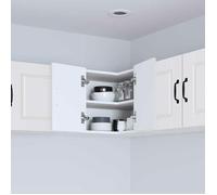 Meuble de cuisine - MOTHINESSTO - Armoire d'angle murale - Bois d'ingénierie - Blanc - 57 x 57 x 40 cm