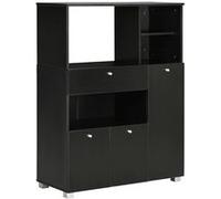 Meuble de micro-onde HOMCOM multi-rangements 2 placards 4 niches tiroir coulissant dim. 90L x 40l x 120H cm en bois noir