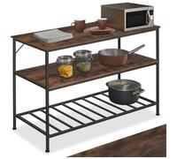 Meuble de cuisine - TECTAKE - Étagère de cuisine AKELEY en panneau aggloméré au style industriel, 120 x 60 x 90,5 cm - Bois foncé