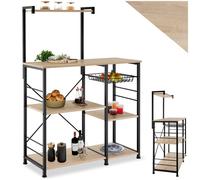 Meuble de cuisine - TECTAKE - Étagère de cuisine CRAWLEY au style industriel en panneau aggloméré, 90 x 40 x 131,5 cm - Bois clair