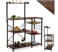 Meuble de cuisine - TECTAKE - Étagère de cuisine CRAWLEY au style industriel en panneau aggloméré, 90 x 40 x 131,5 cm - Bois foncé