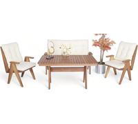 Meuble de jardin moderne complet 4pcs Canapé de luxe 3+1+1 siège Table à manger