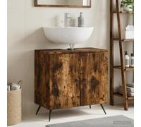 Meuble de lavabo Breda en chêne fumé 59,5 x 31,5 x 59 cm | Résistant à l'humidité, compartiments spacieux, profil peu encombrant, butée de porte interchangeable, design moderne