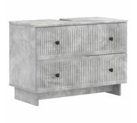 Meuble de lavabo en bois gris béton 82 x 41 x 59 cm | Résistant à l'humidité, compartiments spacieux, profil compact, design moderne, nettoyage facile