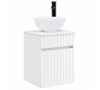 Meuble de lavabo mural - vidaXL - bois d'ingénierie - blanc - grand rangement - 39 x 35 x 63 cm 918rld34p