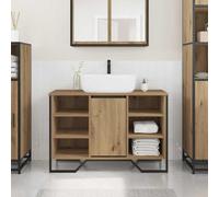 Meuble de lavabo Salle de Bain chêne Artisanal avec 6 étagères et Porte, Bois d'ingénierie Durable, Meuble Salle de Bain Moderne, Rangement optimisé, Design Minimaliste élégant