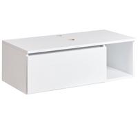 Meuble de Lavabo Suspendu Façade Cannelée avec 2 Étagères 80 x 40 cm Blanc Rupan